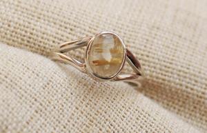 แหวนควอตซ์รูไทล์สีทอง: เงินแท้ 925, แหวนครบรอบวันแต่งงานทำจากควอตซ์รูไทล์โกลด์สโตน - Product Image 2