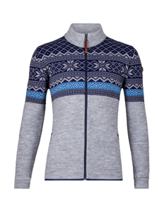 Chaqueta de Punto Gris con Cierre para Hombre, con Patrón Nórdico, Cuello Alto, Transpirable, Ropa de Esquí de Acrílico - Product Image 1