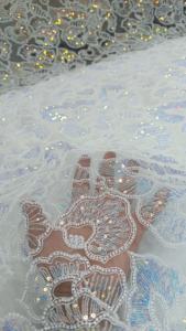 Tissu en maille de perles de travail manuel en polyester élégant 100% de qualité supérieure idéal pour coudre des robes de soirée tenues de mariage en stock - Product Image 5