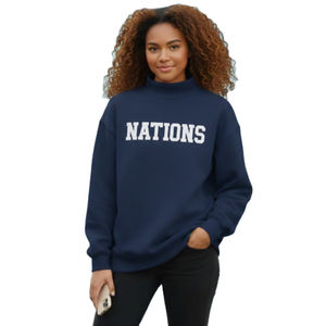 Custom <b>Women's</b> Long Heavyweight Fleece Mock Neck Sweatshirt-Quick Dry Breathable Polyester/Cotton - Product Image 1