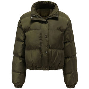 Veste matelassée personnalisée pour femmes, respirante, à capuche, courte, hiver, 100% polyester, service OEM - Product Image 1