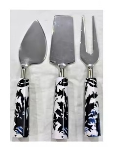 Juego de cuchillos de queso rebanador de metal dorado con mango de acrílico verde para uso de servicio de queso de mesa de comedor - Product Image 4