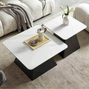 Table basse moderne avec plateau en céramique et pieds en fer pour salon - Product Image 2