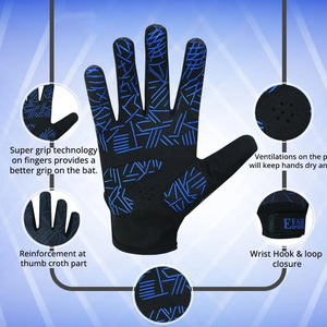 Guantes de bateo de béisbol profesionales de cuero Durable Ligero Transpirable Comodidad superior Ajuste de larga duración Uso en interiores y exteriores - Product Image 2