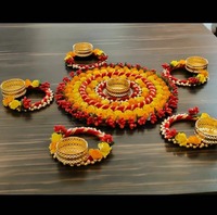 Centre de table floral artisanal Rangoli, décoration de table, bougeoir, porte-bougie chauffe-plat, décoration Pooja, tapis floraux pour entrée, Navratri, Diwali, Kolam