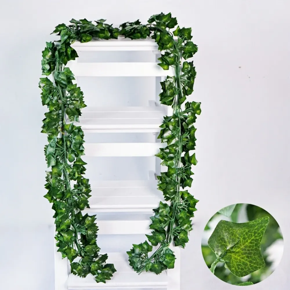 12 팩 인공 교수형 식물 가짜 녹색 잎 화환 홈 오피스 야외 벽 녹지 커버 정글 파티 장식