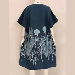 Camisón de mujer informal diario con estampado floral simple y botón frontal - Product Image 4