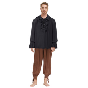 <span class=keywords><strong>Camicia</strong></span> Medievale da Uomo SD a Maniche Lunghe con Colletto a Risvolto Decorata con <span class=keywords><strong>Volant</strong></span> e Lacci SLAF0014 - Product Image 6