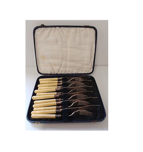 Couteau à beurre Plat à beurre avec couteau épandeur en acier miroir avec spatule à confiture Ustensiles Poignées en os de corne de buffle - Product Image 4