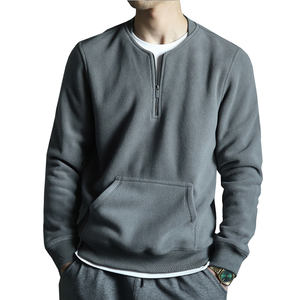 Sudadera con logotipo personalizado para hombre, cuello redondo, terciopelo, forro polar grueso, nueva moda, manga larga, 14 cuartos, cremallera, sudaderas con capucha - Product Image 2