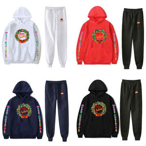 Nouveau style hiver – Survêtement deux pièces surdimensionné en coton écologique personnalisé pour homme – Hoodie et pantalon en molleton bouclette uni - Product Image 1