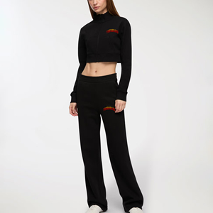 <b>Women</b> custom logo sweatsuit set oversized fit hoodie and <b>jogger</b> pants fleece winter warm outfit bulk wholesale stylish wear - Product Image 1