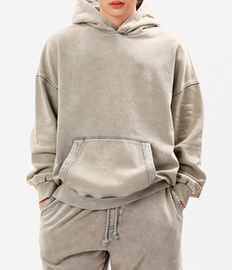 Sweats à capuche pour hommes élégants en denim délavé, de haute qualité, personnalisables, 100% coton molletonné, imperméables, décontractés, streetwear, vente en gros - Product Image 6