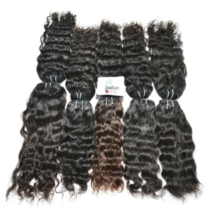 Natural Best Quality Cheap Indian Temple Human Hair Bundles Wavy Cuticle Aligned Remy Vendor's Black Unprocessed Virgin For Sale - Product Image 2