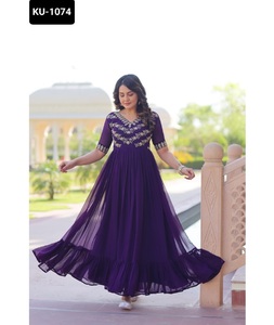 Indian Traditional Wear Faux Blooming With <b>Sequins</b> Multithreaded Beads Embroidered Work Anarkali Gown with <b>Plus</b> <b>Size</b> Available - Product Image 1