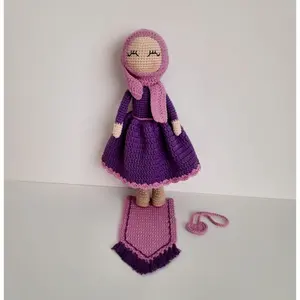 Praying Cute Knitting Doll Amigurumi Crochet Soft Toy Islamic Gift Crochet Natural Organic Baby Muslim Boys and Girls