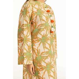 Conjunto de Dos Piezas Casual para Mujer, Estampado Beige, para Primavera/Verano, Talla XS/XS, Tops Cortos - Product Image 2