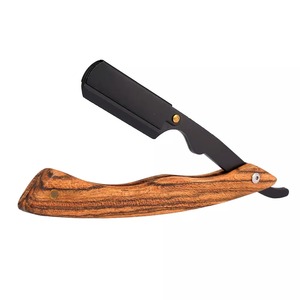 Rasoir de Barbier Professionnel à Manche Haut en Bois, Lame Droite Jetable en Acier Inoxydable, Remplaçable, Type Shavette - Product Image 6