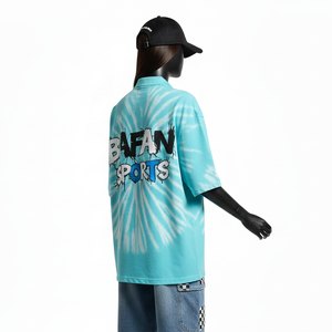 Camiseta Polo para Mujer de Alta Calidad, 220 GSM, Algodón Transpirable, Tinte Anudado Aqua, Corte Holgado, Logotipo Personalizado, Camisetas Polo de Algodón para Mujer - Product Image 5