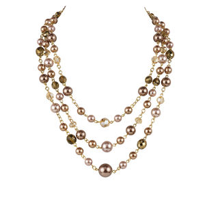 สร้อยคอทำมือสำหรับผู้หญิง ผลิตในอิตาลี ประดับด้วยไข่มุกและลูกปัดแก้ว ชุบทอง 18K - Product Image 2