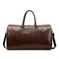 Meilleur sac polochon en cuir PU pour hommes Vintage Travel Weekender Fermeture à glissière Style en détresse Lettre pour le sport pendant la nuit