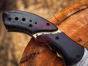 Handmade Premium Quality Folding Hunting Knife Customizable High Carbon Damascus Steel Hunting Knives - Product Image 6