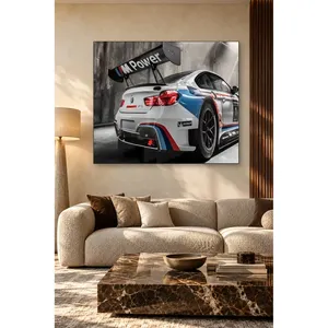 Impression sur toile de voiture de course BMW blanche à ailes Fida M Power - Product Image 3