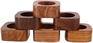 HHO Unique ronds de serviette en bois naturel porte-serviettes en bois pour la maison Restaurant hôtel fête ou décor de Table de mariage - Product Image 4