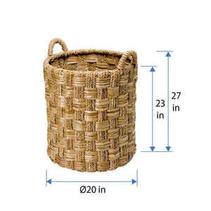 Panier de rangement artisanal vietnamien en osier avec poignées, design artisanal, écologique, naturel, sain, en herbe de mer, organisateur de vêtements - Product Image 3