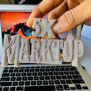 Hip Hop 925 plata esterlina oro blanco VVS Moissanite diamante inicial colgante 14K oro rosa acabado personalizado letra número regalo - Product Image 6