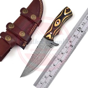 Cuchillo de caza de acero de Damasco con mango de madera con Funda de cuero, tamaño personalizado, superventas, cuchillos de Damasco - Product Image 2