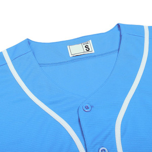 เสื้อเบสบอลสีฟ้าอ่อน ยูนิเซ็กส์ แขนสั้น ติดกระดุมด้านหน้า สีพื้น ผ้าโพลีเอสเตอร์ระบายอากาศได้ดี ทรงปกติสำหรับผู้ใหญ่ ใส่ได้ทุกฤดู - Product Image 3