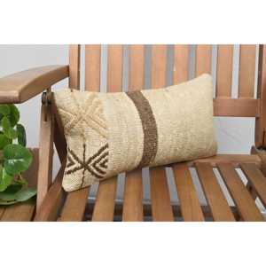 Beige Kilim Wool Pillow 8x16 Inch Luxury Rustic Decorative Pillow Floral Vintage <b>Fluffy</b> Portable Woven Technique for <b>Bedding</b> - Product Image 2