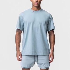 Camiseta personalizada al por mayor para hombre, Camiseta de algodón lisa en blanco, Camiseta con estampado de logotipo personalizado, camiseta de ajuste Regular para hombre, camiseta con hombros caídos - Product Image 3