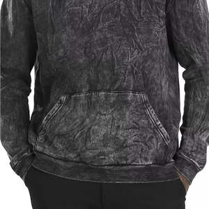 Sweat à capuche en coton épais délavé à l'acide avec logo personnalisé du fabricant, style streetwear, en molleton bouclette 350 g/m² pour hommes - Product Image 5