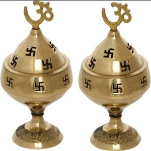 Brass Covered Oil Diya <b>for</b> Indian <b>Home</b> Temple <b>Pooja</b> <b>Mandir</b> Aarti Ceremonies and Perfect Return Gift <b>for</b> Festive Occasions - Product Image 2