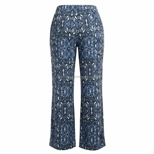 Pantalones de Verano para Mujer, Estilo Vintage, Estampado Floral, Spandex/Poliéster, Cintura Alta, Ligeros, Holgados, con Cordón Ajustable, Largos - Product Image 3