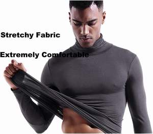 Camisas térmicas ligeras para hombre, jersey de manga larga con cuello alto y capa base modal, Tops - Product Image 5