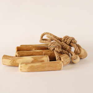 Jouet pour chien Nunchaku en bois de café naturel et corde de chanvre, jouet interactif à mâcher et à tirer, renforce les mâchoires et la santé buccale - Product Image 6