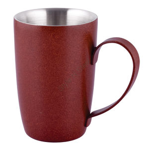 Taza de doble pared Premium de acero inoxidable con un elegante acabado texturizado marrón y un diseño clásico - Product Image 1