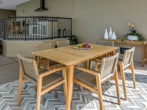 Ensemble de jardin en bois d'acacia, mobilier de patio pliable, ensemble 6 places pour extérieur, canapé de jardin minimaliste, ensemble d'extérieur en bois d'acacia - Product Image 5