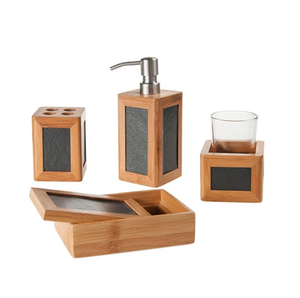 Juego de baño de madera Caja de baño de madera Accesorios de baño de lujo Juego de baño de madera de acacia Venta caliente - Product Image 1