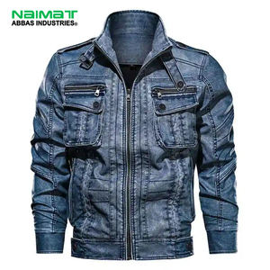 Veste en jean pour homme, style moto, streetwear décontracté, fermeture éclair, multi-poches, bleu, vêtement d'extérieur, tendance, style robuste, style moderne - Product Image 1