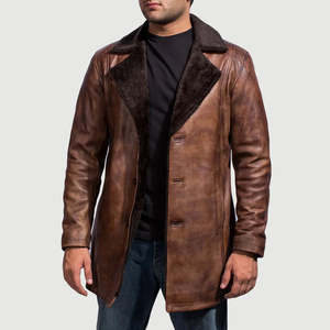 Chaqueta de invierno de diseño superior para hombre, cuello levantado, manga completa, cuero de alta calidad 100%, personalizable, precio razonable, impermeable - Product Image 1
