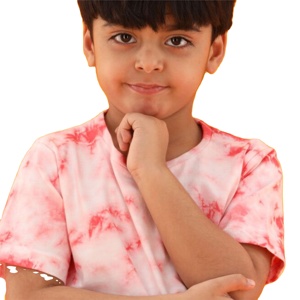 Camiseta de algodón puro tejido para niños, cuello redondo de longitud Regular, Media manga, color rosa, 100% - Product Image 5