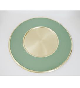 Plateau de service décoratif en émail vert olive plaqué or Plateau à fruits rond unique de qualité supérieure Plateau à riz unique artisanal - Product Image 1