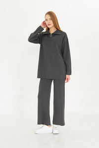 Conjunto de Dos Piezas de Punto para Mujer, Conjunto de Suéter Holgado de Cuello Alto y Pantalones de Alta Calidad, Tejido Suave - Product Image 5