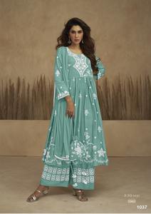 Último diseñador Heavy Rayon Digital Impreso Fancy Kutri-Plazzo Ropa india y pakistaní - Product Image 3