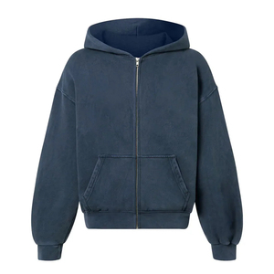 Sweats à capuche courts personnalisés, vente chaude, épaules tombantes, sweat à capuche unique avec fermeture éclair, coton respirant, meilleur matériau, service OEM - Product Image 3
