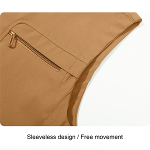 Gilet à coque souple pour hommes couleur marron col montant quatre poches zippées épaule arrondie gilet Softshell imperméable - Product Image 2